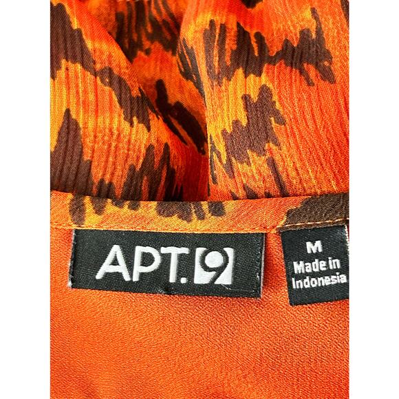 APT 9 Women’s Burnt Orange Pattern Sleeveless Sheer Top Sz M - Picture 10 of 12
